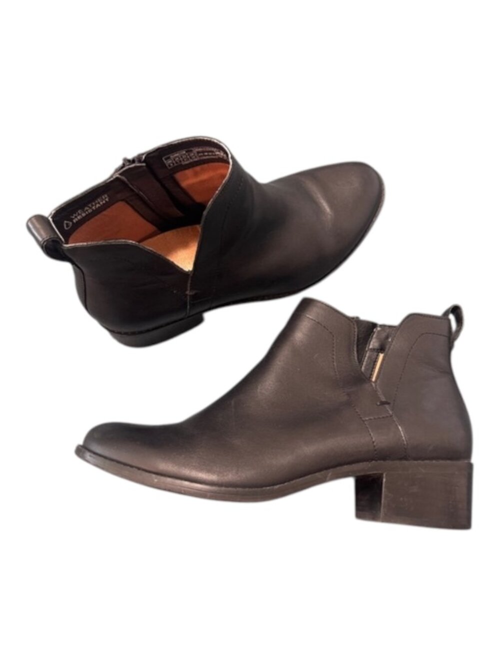 Vionic Clara LTHR Booties Women's Size 9 Black Leather Chelsea Weather Resistant